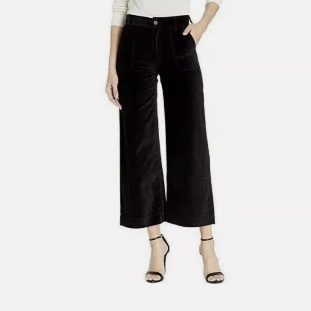 Frye Nadia Black Velvet Cropped Wide Leg Pants
